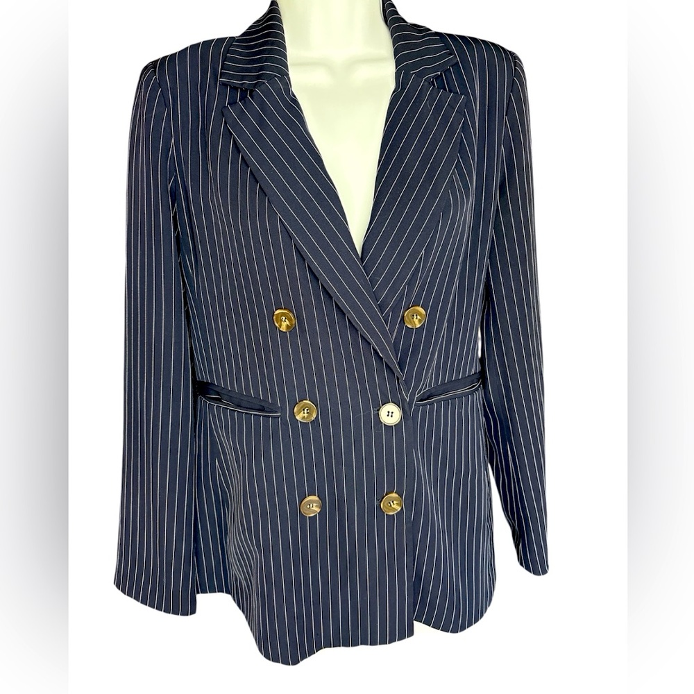 Vintage Gilli Women’s Navy Pinstripe Blazer S M L